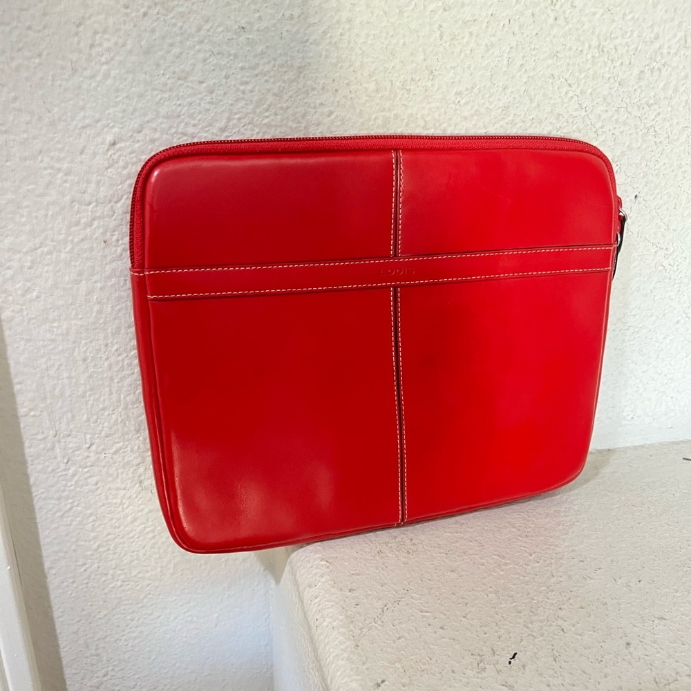 Lodis Red leather Contrast Stitching cosmetic bag large wallet tablet bag